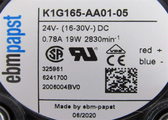 FLÜGELRADGEBLÄSE EBM PAPST K1G165-AA01-05 0.78AMP 2830RPM 24VDC 16-30VDC 19W