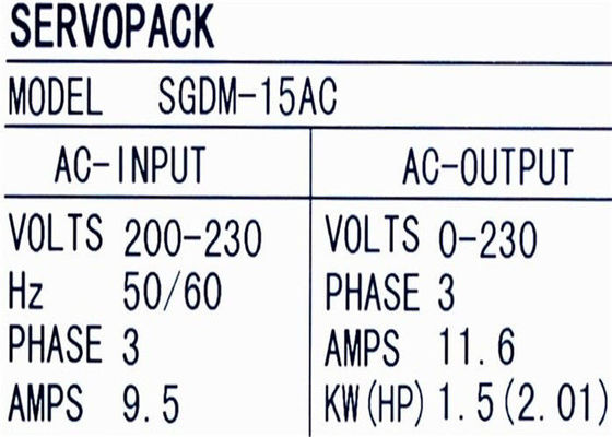 SGDM-15AC ServoPack Yaskawa elektrischer Servo-Antrieb 1.5KW 200 - 230 VAC-Phase: 3