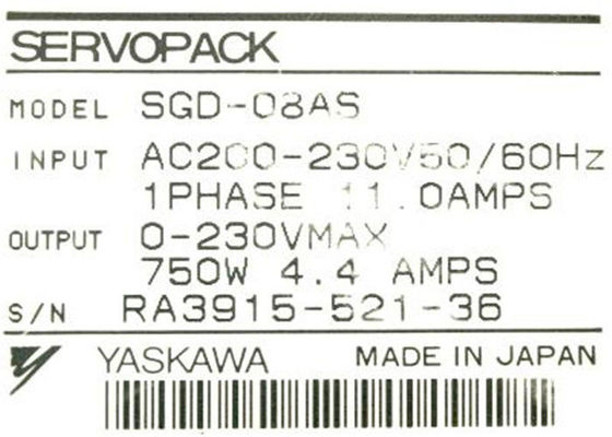 SGDE-08AS Yaskawa elektrischer Servo-Antrieb eingegebener 1phase 11.0AMPS industrieller Servosatz