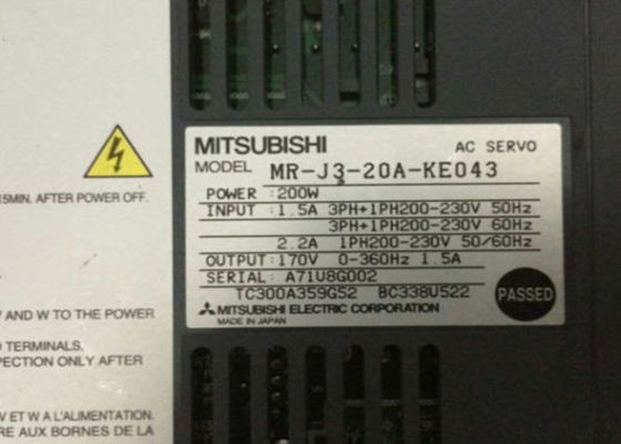 200W MITSUBISHI Wechselstrom-Servoverstärker MR-J3-20A-KE043 360Hz 1.5A Industrial DRIVE Ausgang 170V