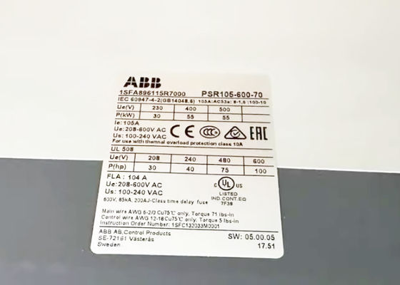 PSR105-600-70 1SFA896115R7000 PSR Softstarter 105A 208-600VAC Neues