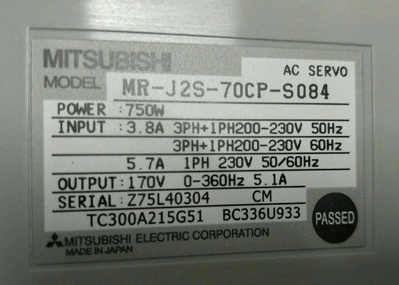 Mitsubishi Industrial Drive MR-J2S-70CP-S084 Wechselstrom-Servoverstärker 750W Eingang 3,8A 200-230V