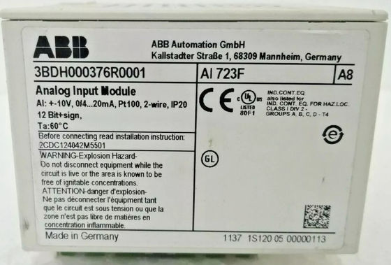 ABB 3BDH000376R0001 AI 723F Analog-Eingangsmodule I-O_Module 0,15 kg
