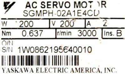 200 Watt Industrieller Servomotor Yaskawa SGMPH-02A1E4CD Original Neuer