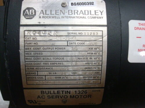 Servomotoren der Serie AB 1326AB-C3E-21-K7 Torque Plus für den Wechselstrom-Servomotor 1391-DES