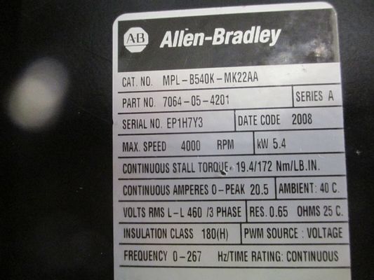 Allein-Bradley MPL-B540K-MJ22AA MPL-Serie MPL 480V Wechselstrom-Rotationsservomotor