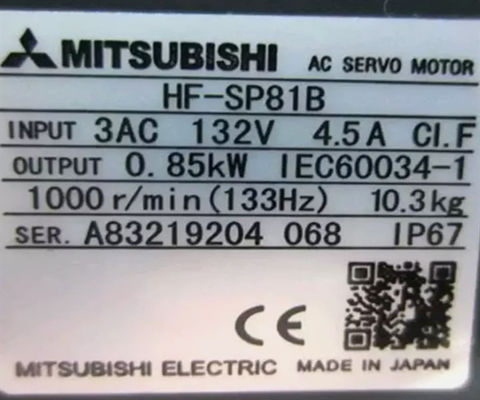 Industrie-Servomotor Mitsubishi HF-SP81B für Anwendungen mit mittlerer Kapazität