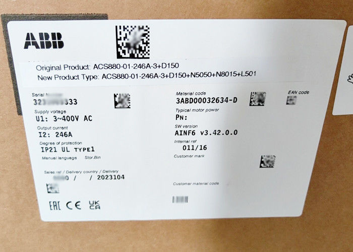 ACS880-01-246A-3+D150+L501+N5050 Niederspannung Wechselstrom des Frequenzumrichter-ACS880 fährt 132KW