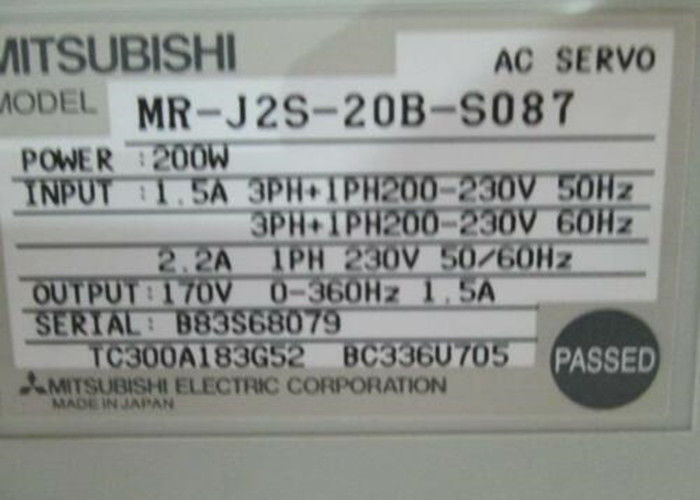 Mitsubishi-industrieller 200W Servo-Antrieb MR-J2S-20B-S087 Wechselstrom-VERSTÄRKER 170V 360Hz 1.5A