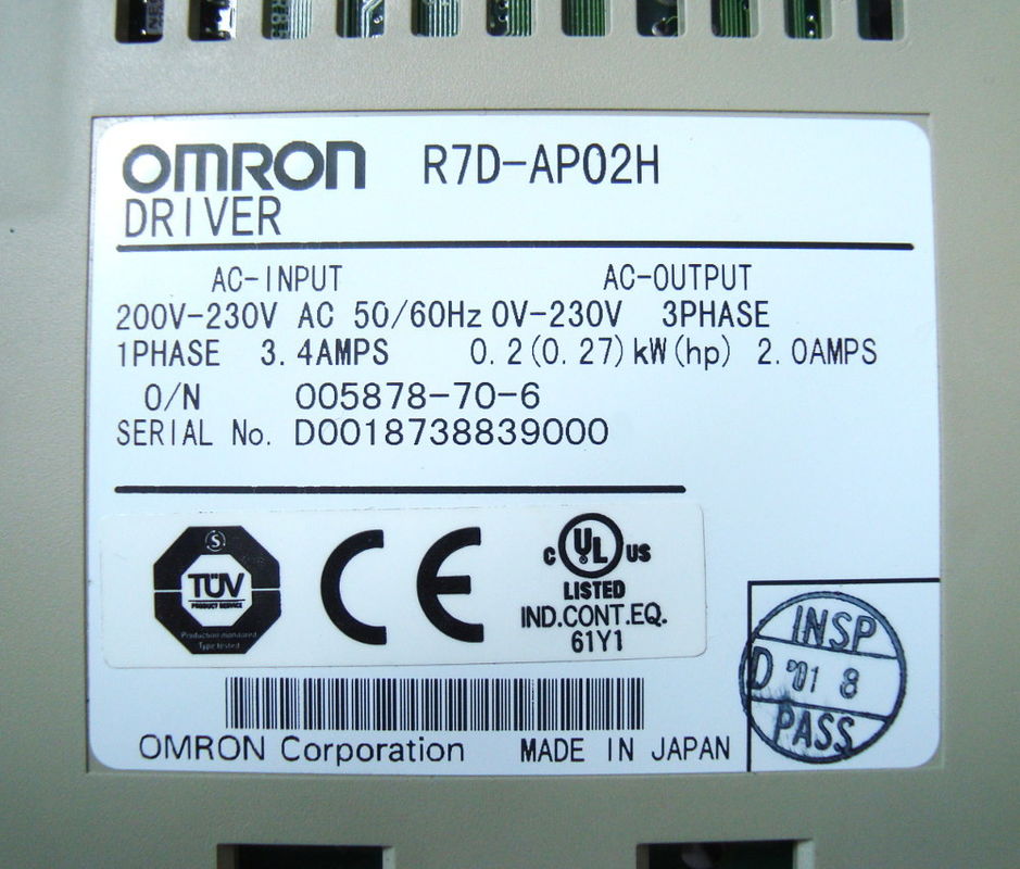 Omron R7d-Bp01l laden Servoversorgung 1.6a 100v wechselstroms 100vac die maximale Bewegungskapazität 100w