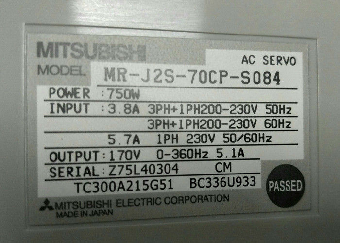 Mitsubishi Industrial Drive MR-J2S-70CP-S084 Wechselstrom-Servoverstärker 750W Eingang 3,8A 200-230V