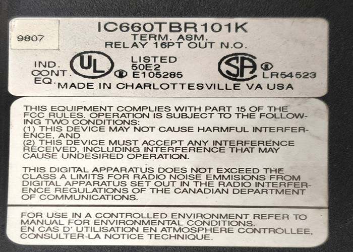 Die GE Fanuc IC660TBR101 ist eine Endgeräteanlage für Genius-Eingabe-/Ausgabegeräte