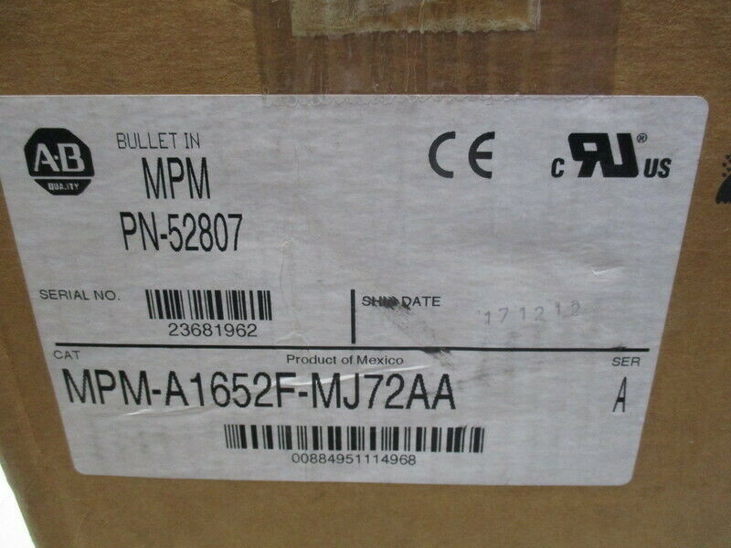 Allein-Bradley MPM-A1652F-MJ72AA MPM-Serie MPM 240V Wechselstrom-Rotationsservomotor